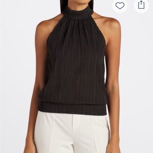 Beacon Black Pleated Halter Blouse